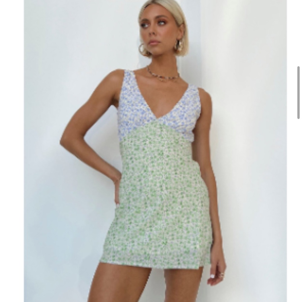 Princess Polly Blue and Green Chemise with Lace Detail